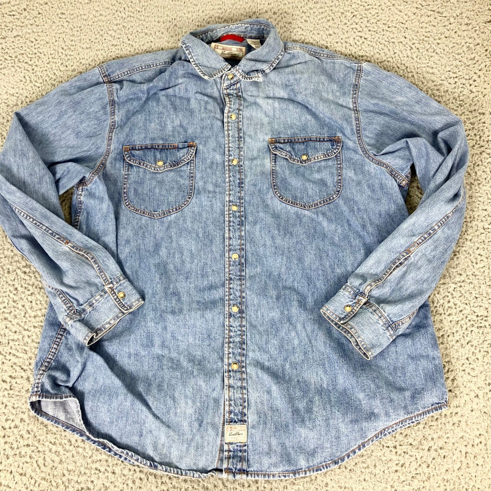 Levi Strauss Denim Shirt Mens XL Blue Signature Long Sleeve Button Down Western